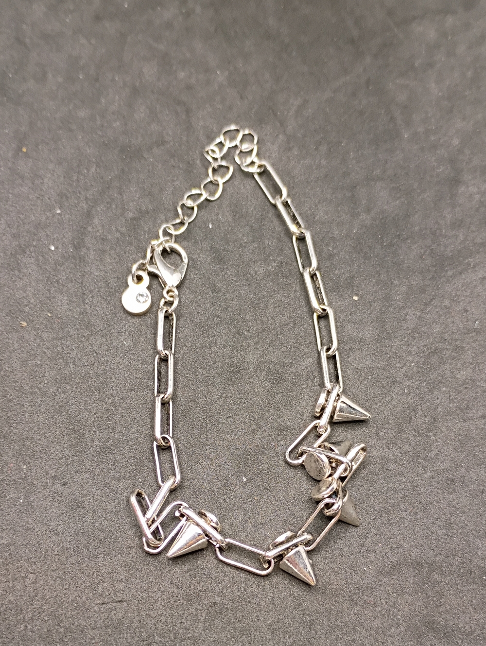 Silver Tone Spike Link Bracelet